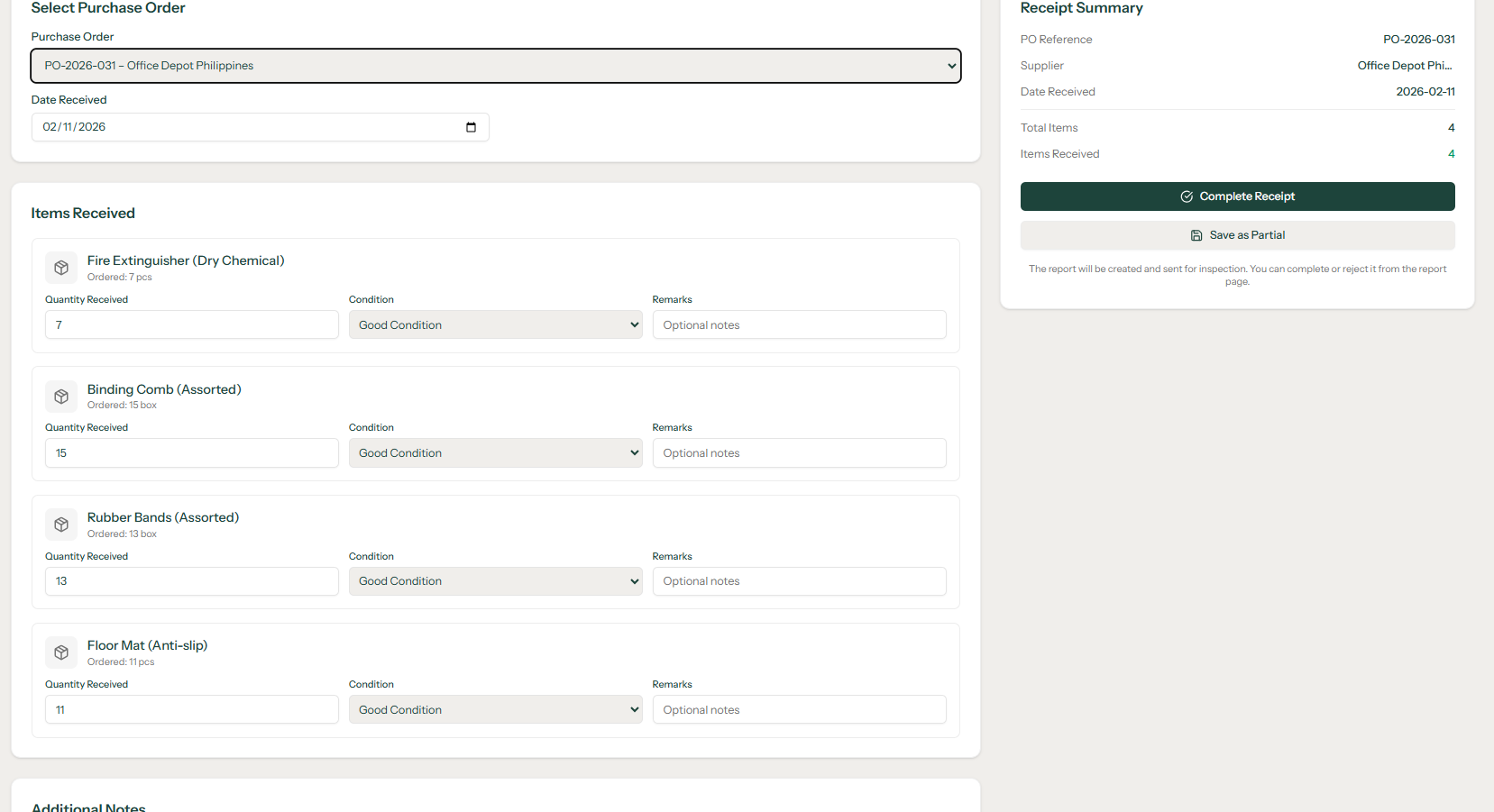 Artience Procurement System